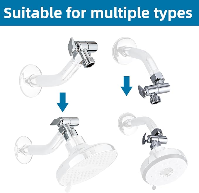 Adjustable Shower Head Extension Arm, 360° Swivel Elbow Adapter, Stainless - Image 3