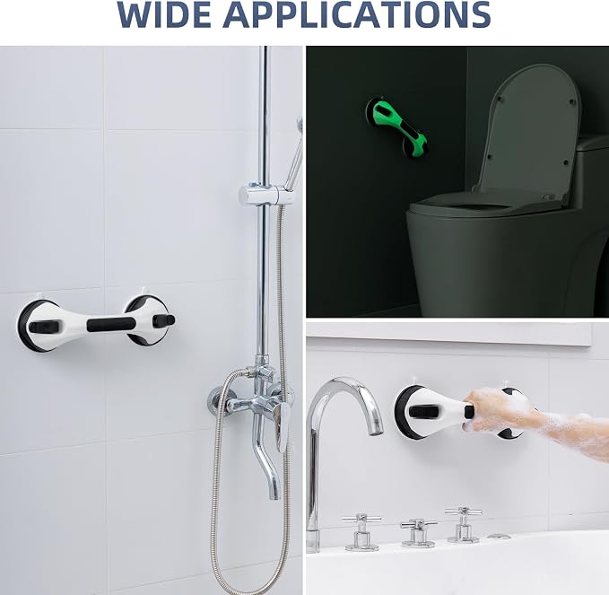 Grab Bars for Bathtubs and Showers 2 Pack Glow in The Dark, 12 inch Suction - Image 9