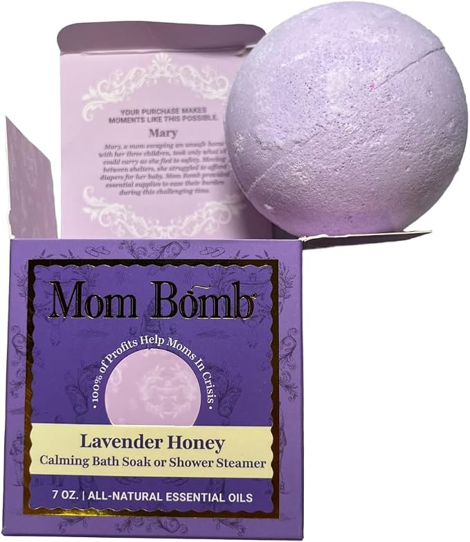 Mom Bomb Lavender Honey Bath Bomb – Essential Oils, Clean Ingredients – by MomBomb