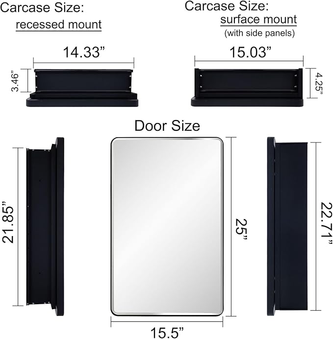 Black Bathroom Mirror Medicine Cabinet - Image 3