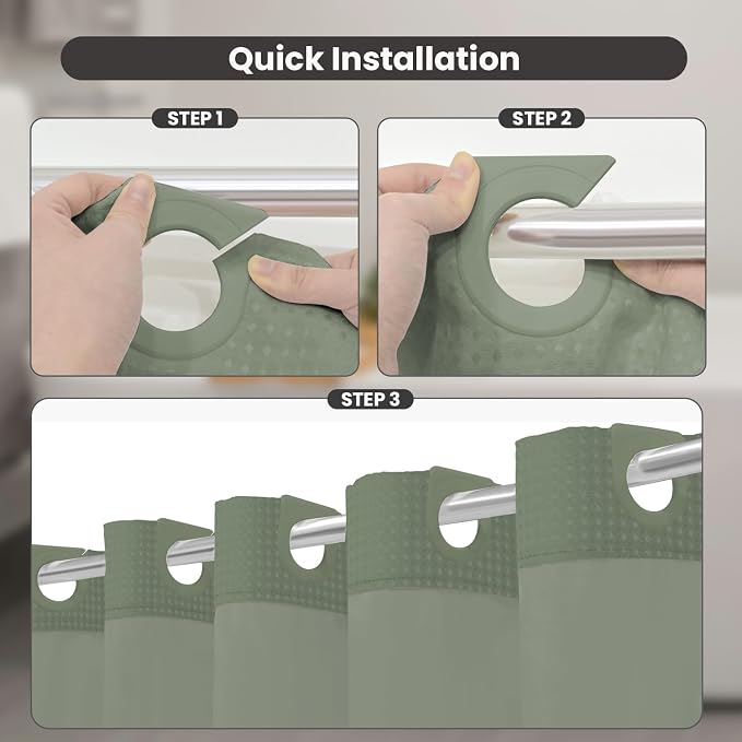 Inhousolu Stall No Hook Shower Curtain - Image 3