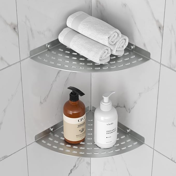 2 Pack Corner Shower Shelves 304 Stainless Steel Shower Corner Shelf Brushed - Image 4