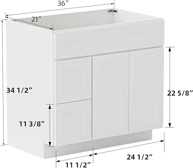 KitchenMan Bathroom Vanity 36 Inch Unassembled Sink Cabinet - Image 3