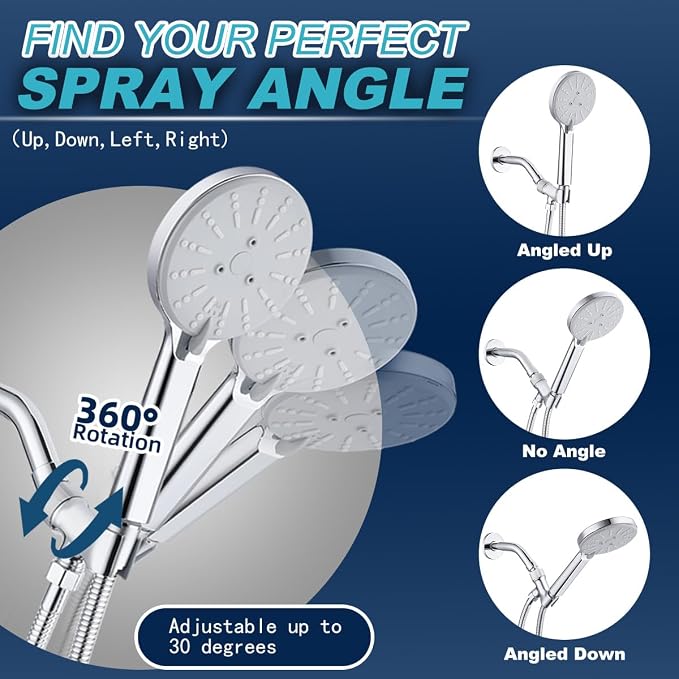 Shower Head Holder All Metal Adjustable Handheld Shower Arm Mount, 1/2" Shower - Image 2