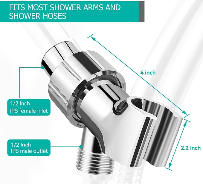 Adjustable Handheld Shower Head Holder- Brass Ball, Premium ABS Bracket- 360 - Image 2