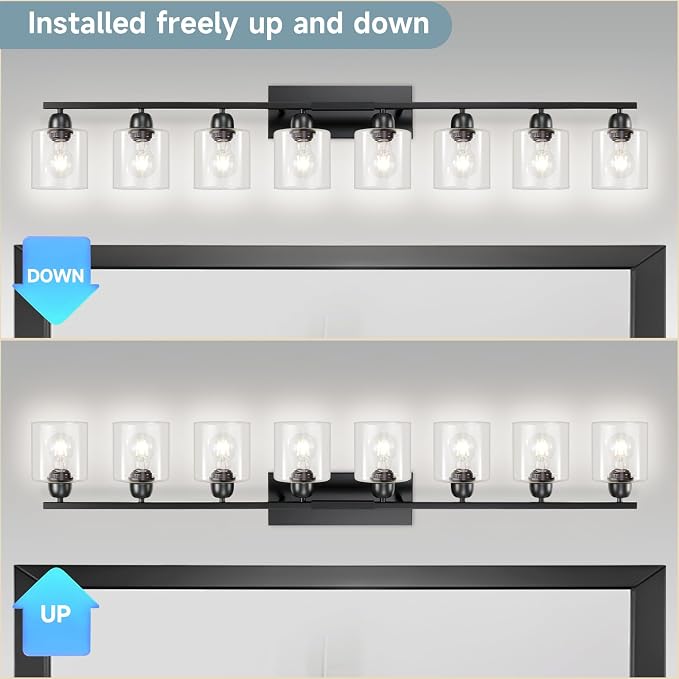 Modern 8 Light Bathroom Light Fixtures, 52 inch Vanity Lights - Image 5