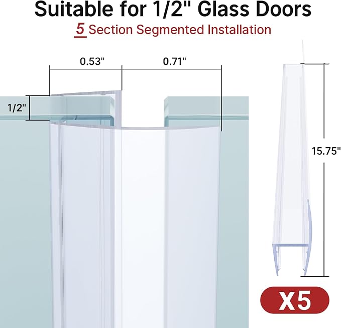 AmazerBath 5 PCS Shower Door Side Seal Strip - Image 3