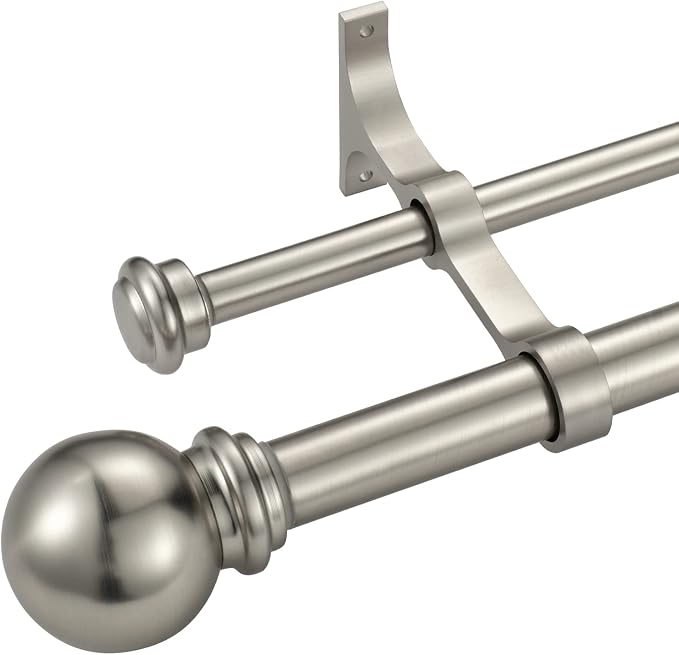 Double Curtain Rod 84 to 120 inch, Adjustable 1 inch Double Drapery Rod Rods - Image 7