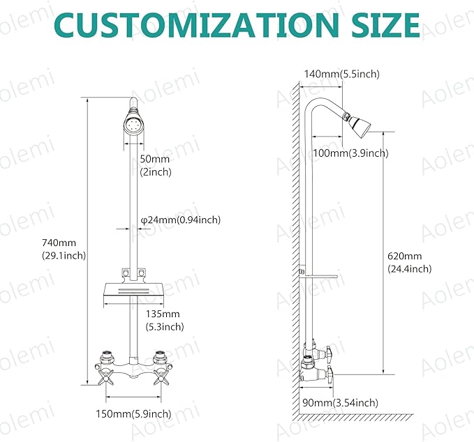 Aolemi Outdoor Shower Kit, Outdoor Shower Fixtures Faucet System - Image 6