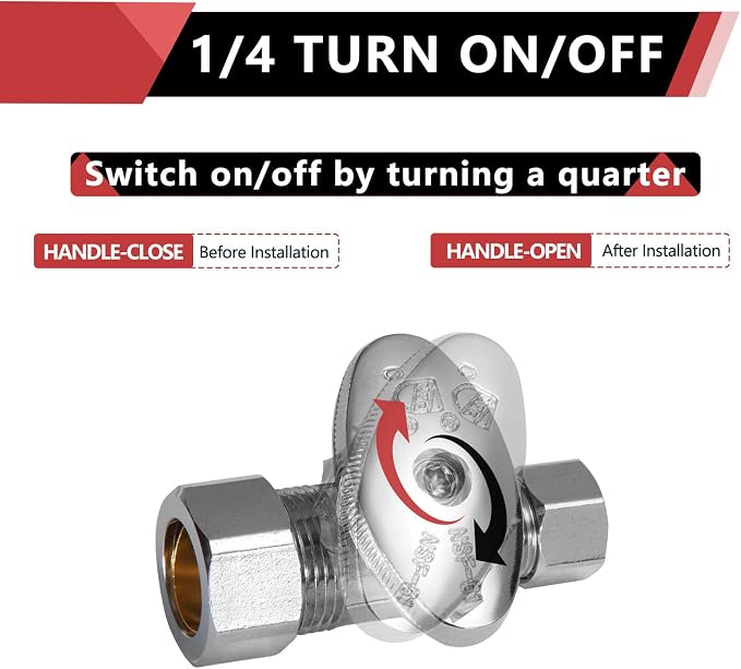 20-Pack EFIELD Straight Stop Valve 1/2" Nominal Compression x 3/8" OD, Chrome - Image 3