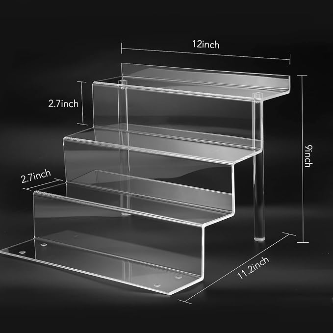 12 Inch Acrylic Shelf for Perfume Organizer in 3 Pack, 4 Tier Funko POP Shelves - Image 2