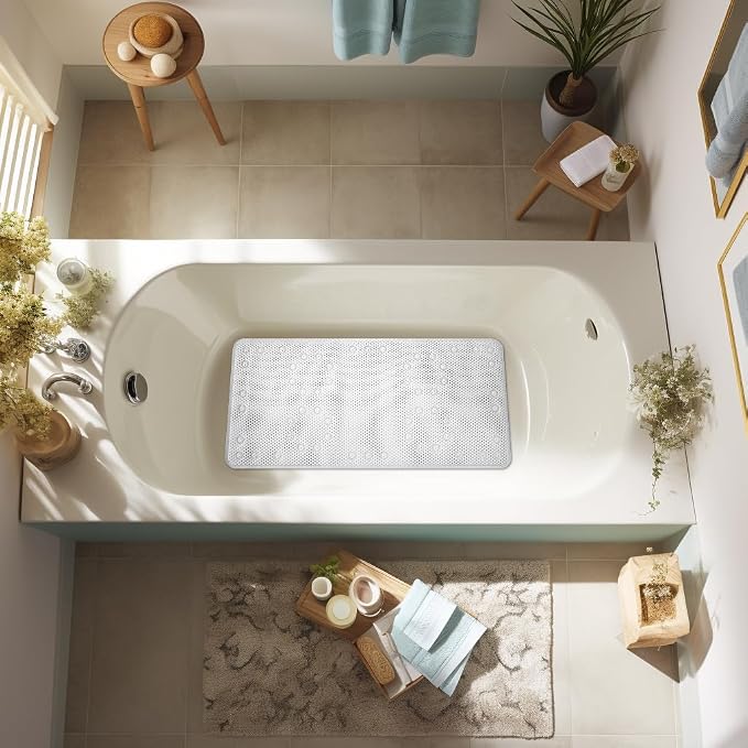 Double Layer Foam Non Slip Bathtub Mat 37x17in, More Comfortable and Thicker - Image 8