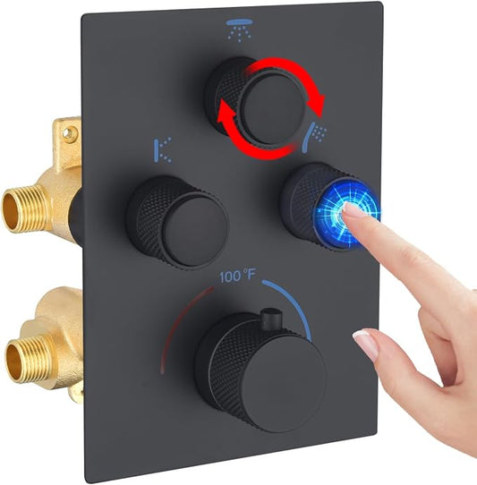Modern Push Button 3 Way Thermostatic Shower Valve, Concealed Multi Function by NPYSVSSS
