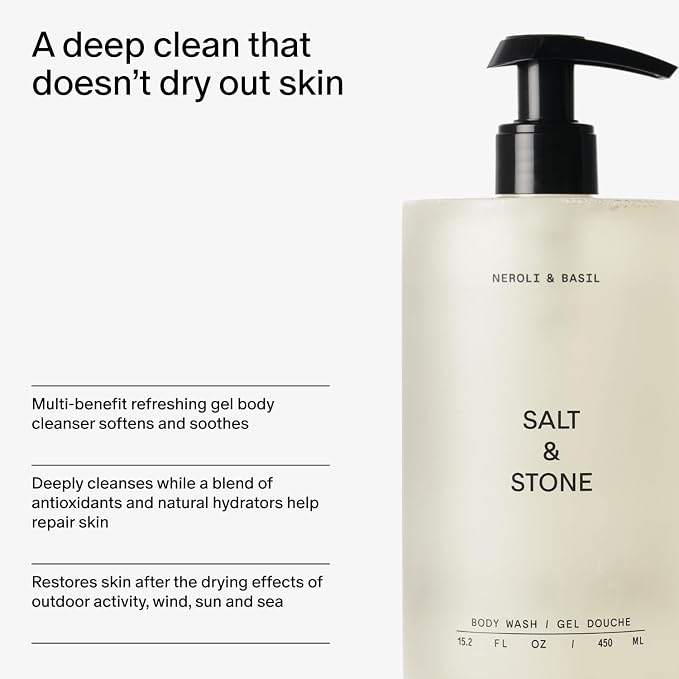 Salt & Stone Body Wash for Women & Men | Neroli & Basil | Hydrating Gel - Image 5