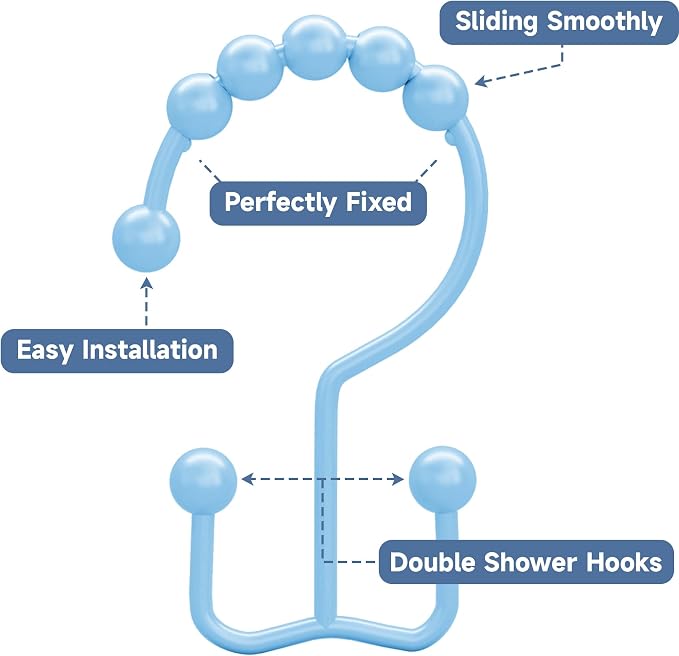 Titanker Shower Curtain Hooks, Rust Resistant Shower Curtain Rings - Image 6