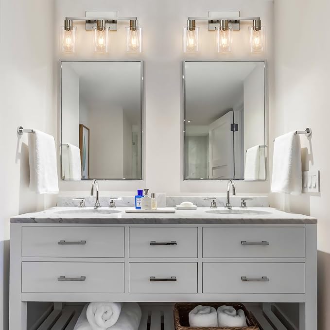 3-Light Vanity Lights, Brushed Nickel Vanity Light, - Image 6