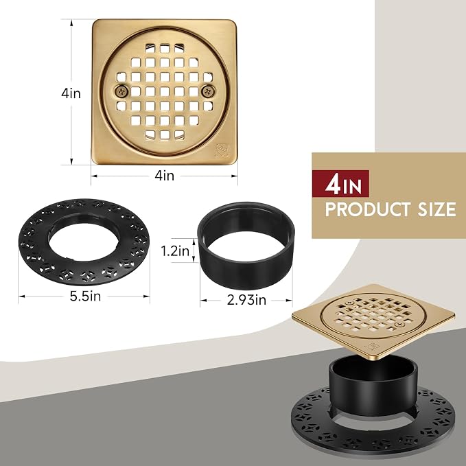 Yaseingo Removable Square Shower Floor Drain Compatible - Image 3