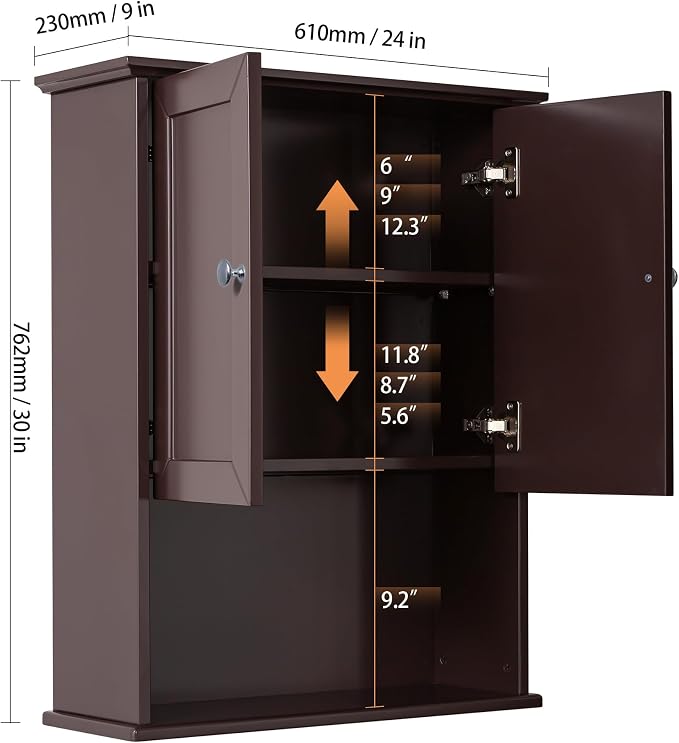 Bathroom Wall Cabinet Expresso Over Toilet Storage - Image 3