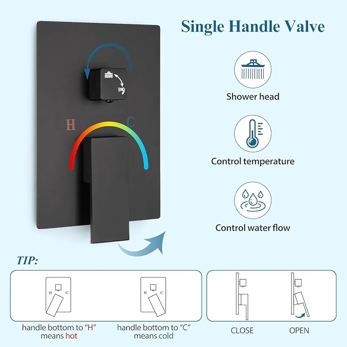 Matte Black Square Shower Head - Image 6