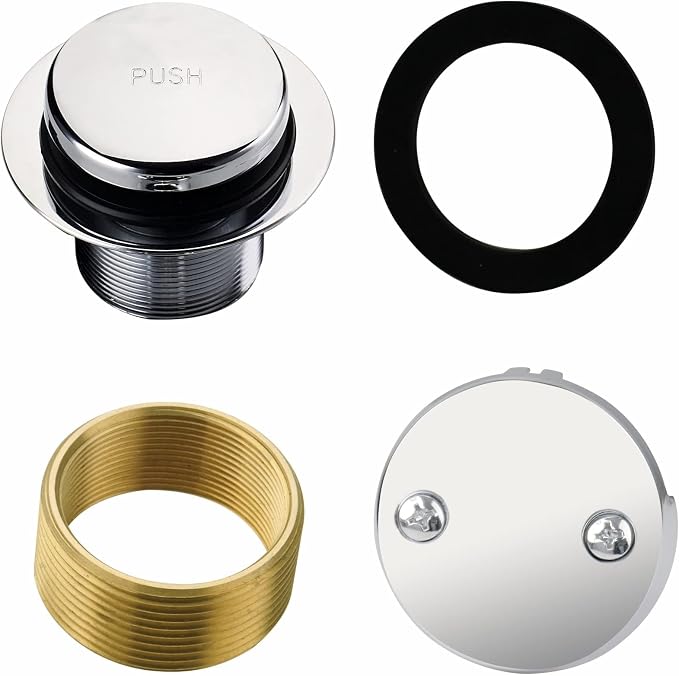 Chrome Tub Drain Tip-Toe Tub Trim Set Conversion Kit Assembly, Hidrop Bathtub by HIDROP