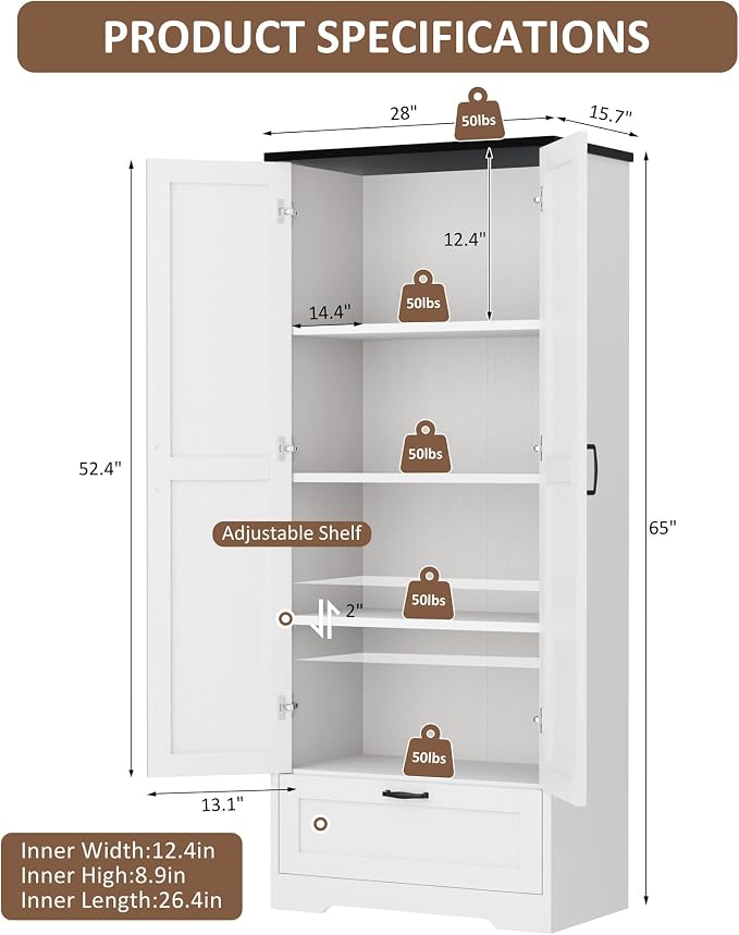 Vongrasig Kitchen Pantry Storage Cabinet - Image 2