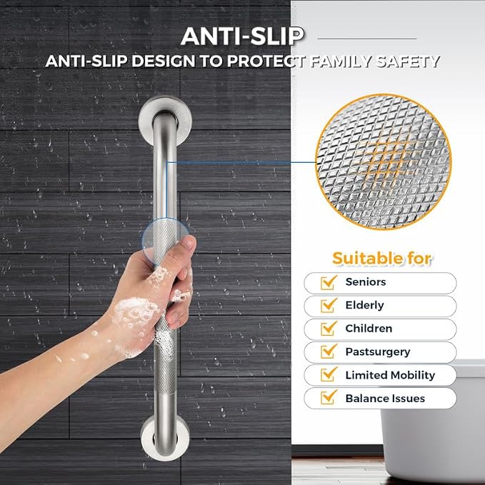 Grab Bars for Shower, 1 Pack 16-Inch Anti Slip Shower Handles for Elderly - Image 3