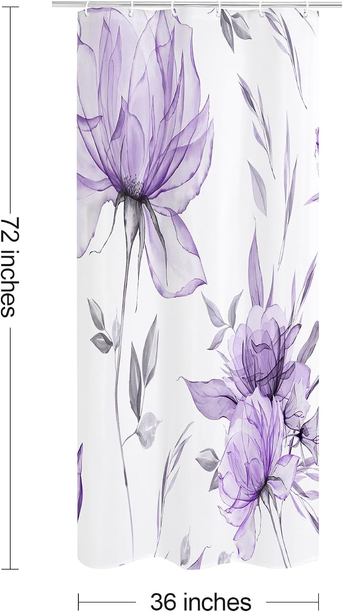 Small Stall Boho Watercolor Floral Shower Curtain 36 x 72, Artistic Narrow Half - Image 6