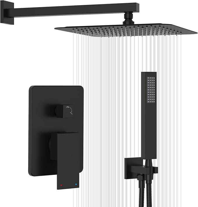 Gabrylly Black Shower System, High-Pressure 10" Stainless Steel Rain Showerhead by GABRYLLY
