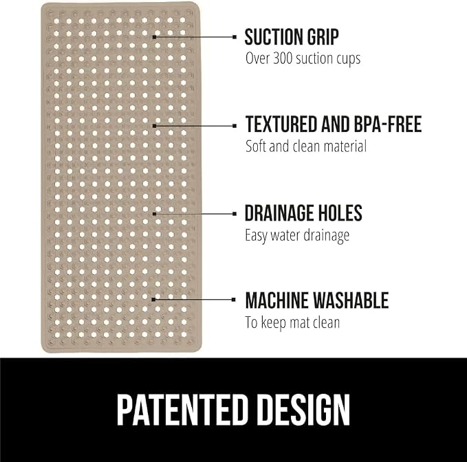 GORILLA GRIP Patented Bath Tub Shower Mat, Machine Washable Bathtub Floor Liner - Image 2