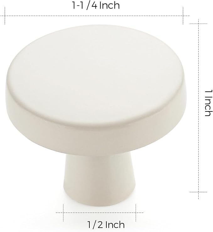 Ravinte 30 Pack Drawer Pulls 1-1/4 Inch Kitchen Cabinet Knobs White Solid Round - Image 3
