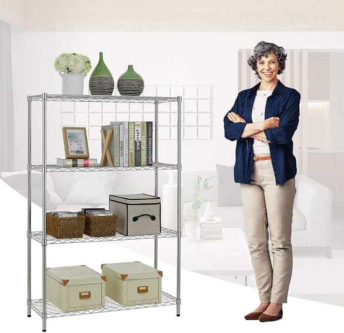 BestOffice | 4-Tier Wire Storage Shelves | 36x14x54 | Chrome | - Image 4