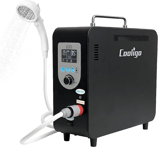 Portable Propane Water Heater for Camping Shower, 900 BTU 4500mAh Rechargeable by Cooligo%EF%BC%9ACoolWhileYouGo%EF%BC%81