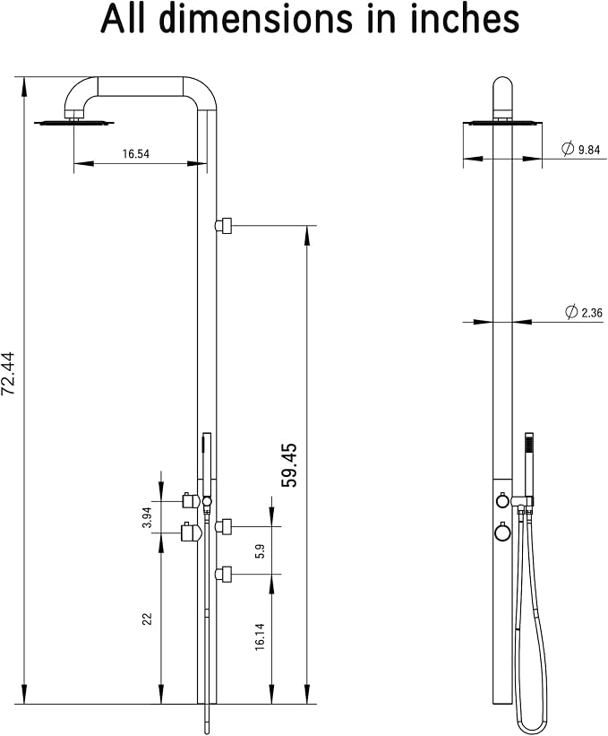 HEATGENE Outdoor Shower with Body Jets and Handheld, Wall-Mounted Shower Head - Image 4