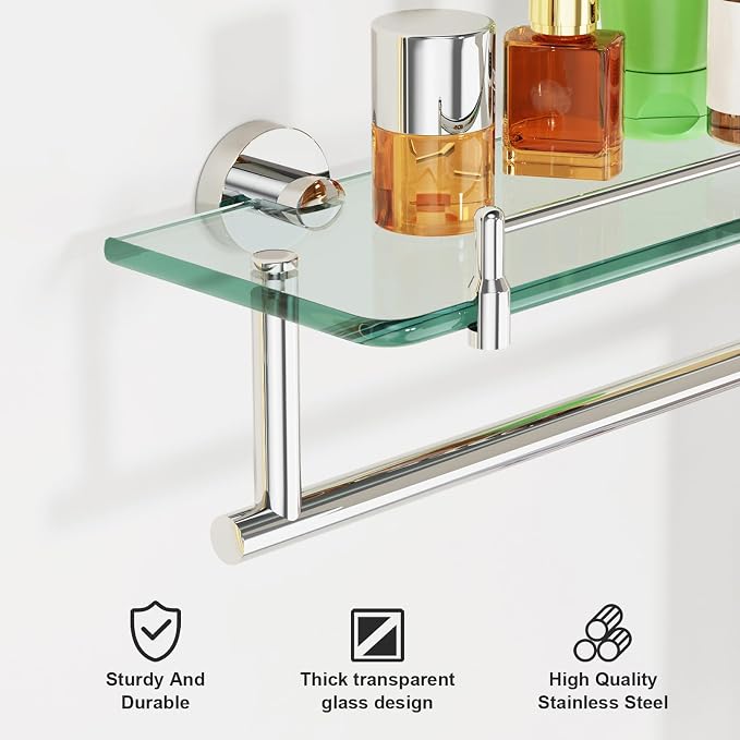 20-Inch Floating Tempered Glass Bathroom Shelf - Image 4