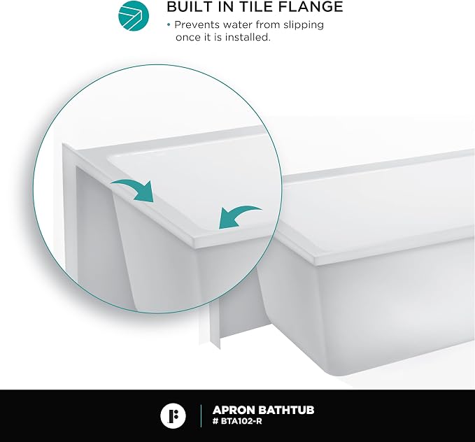 Fine Fixtures Acrylic, Fiberglass Alcove Soaking Bathtub - Image 8
