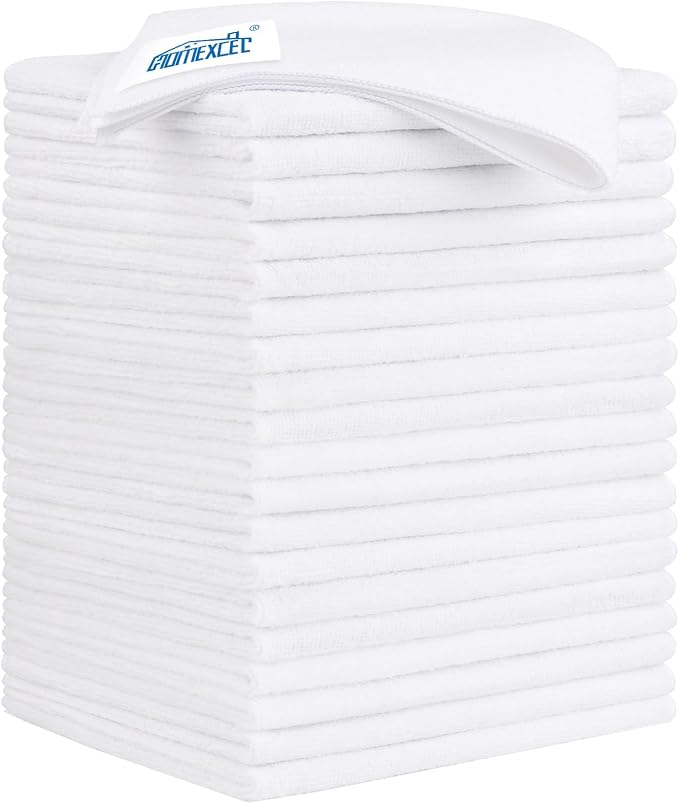 HOMEXCEL White Microfiber Cleaning Cloth 20 Pack 11.5 x 11.5 inch Microfiber by HOMEXCEL