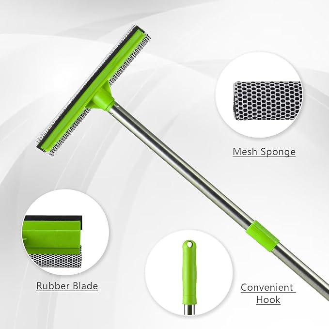 2-in-1 Window Squeegee with 30"-59" Stainless Steel Adjustable Handle - Image 3