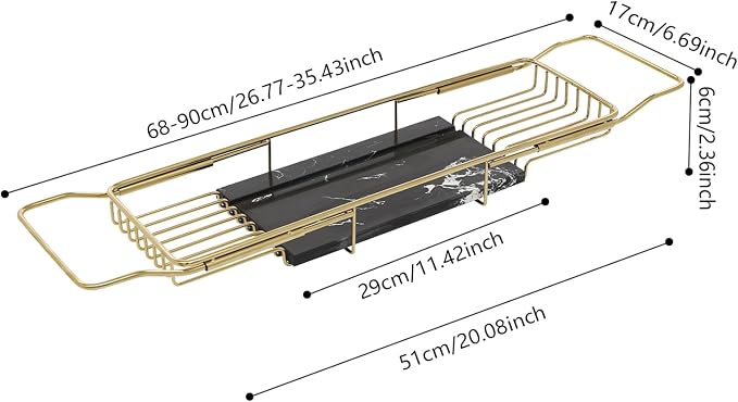 Bathtub Tray Caddy for Luxury Bath, Stainless Steel 26.8-35.4 in Expandable - Image 4