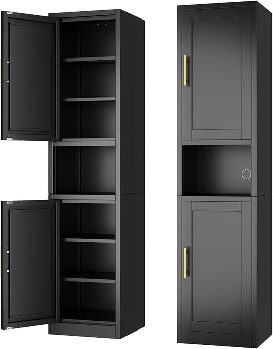 Tall Narrow Storage Cabinet 66.93" H Tall Bathroom Cabinet Metal Pantry Cabinets by Ckzbx