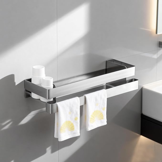 No Drilling Shower Caddy Adhesive Rustproof Bathroom Organizers and Storage - Image 5