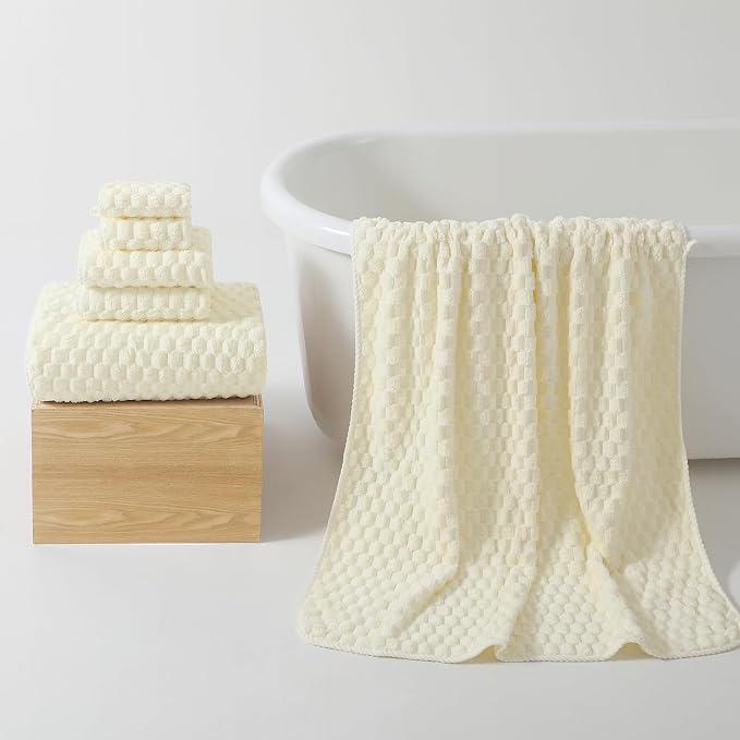 REDKISS Cream Extra Large Bath Towels Set of 6-35"x70" Oversized Bath Sheets - Image 7