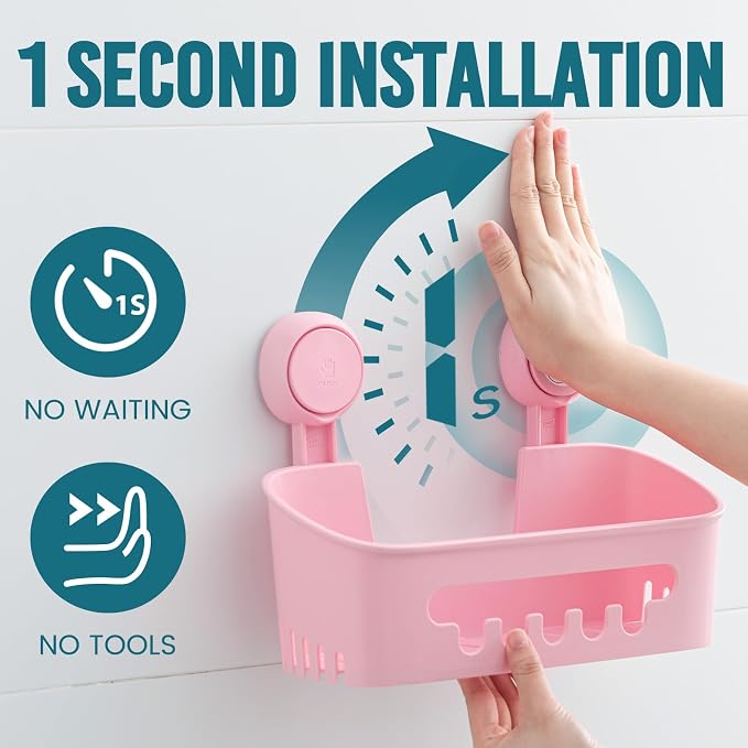 TAILI Shower Caddy Suction Cup, Heavy Duty Bathroom Organizer, Removable Shelves - Image 2