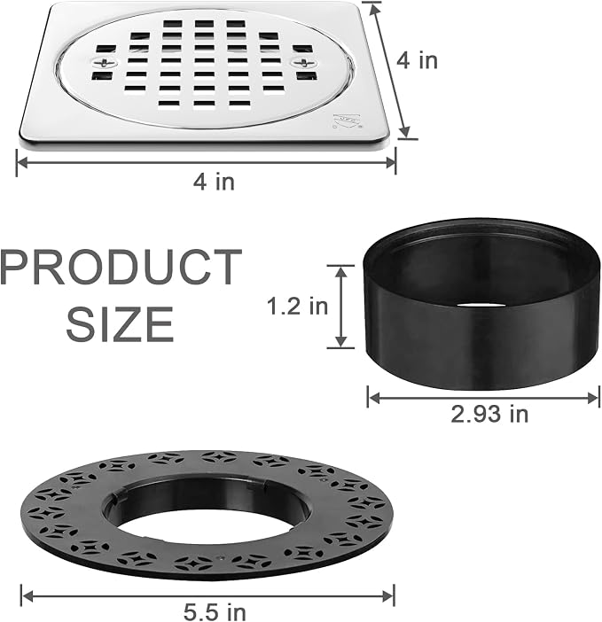 4” Shower Floor Drain Grate Kit Chrome - Image 5