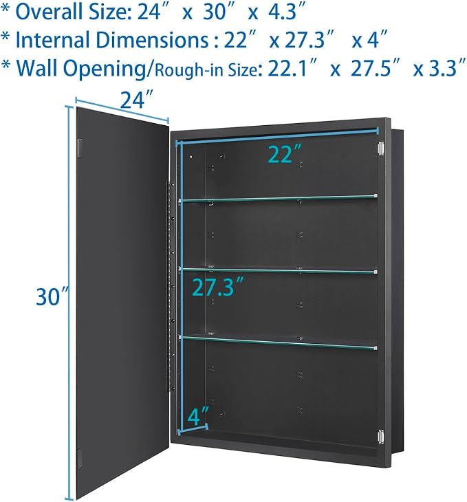 Black Bathroom Medicine Cabinet - Image 2