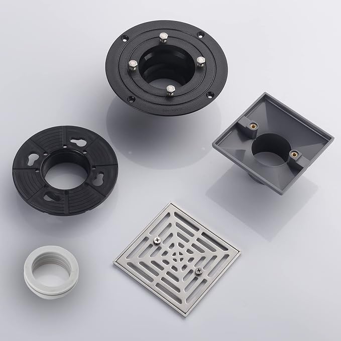4-1/4"Square Brushed Nickel Shower Drain，Base - Image 7
