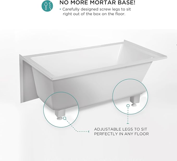 Fine Fixtures Acrylic, Fiberglass Alcove Soaking Bathtub - Image 6