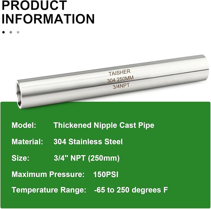 TAISHER 2PCS Stainless Steel Pipe Fittings, 3/4" NPT Female x 3/4" NPT Female - Image 5