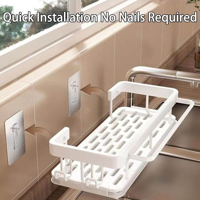 Sponge Holder Kitchen Sink Caddy Organizer Wall Mount Sponge Holder - Image 6
