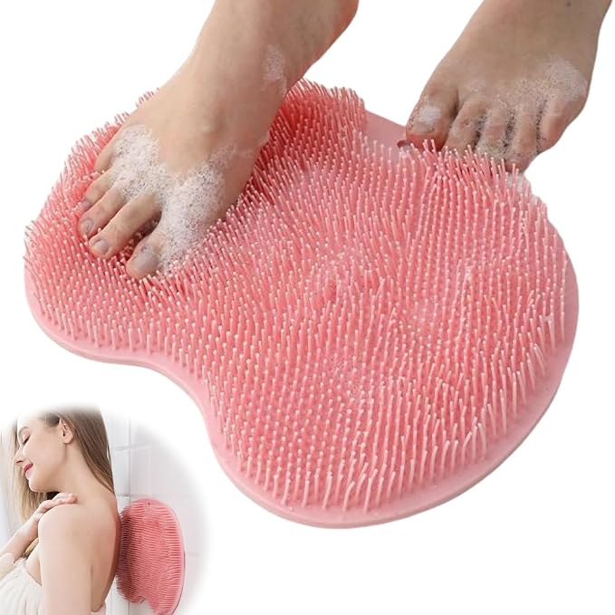 Shower Foot Scrubber Mat with Non-Slip Suction Cups, Foot Back Cleaning Pad by KRUGGO