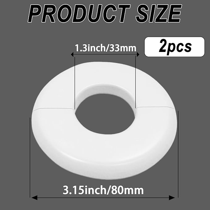 2 Pack Wall Split Flange for 1.3 Inch/33mm OD Pipe ABS Escutcheon Plate - Image 2